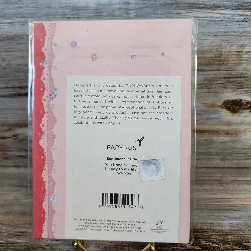 Papyrus My Love Greeting Card Turnowsky Pink Floral Heart Glitter Gold Foil New